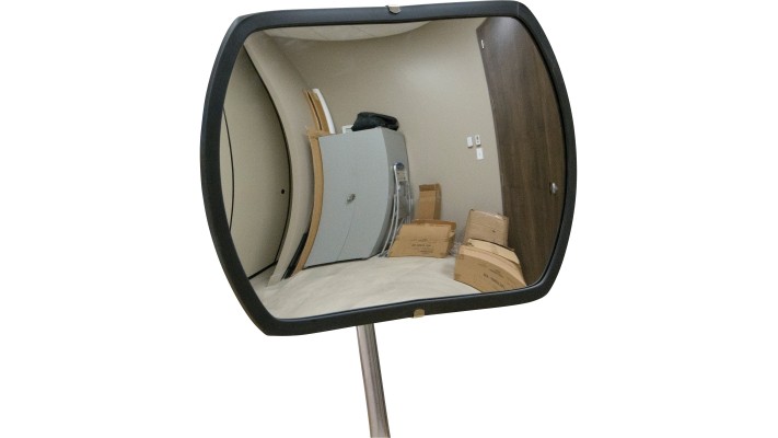 Miroir convexe rectangulaire/rond avec bras télescopique, 12" h x 18" la, Intérieur/Extérieur Chacun